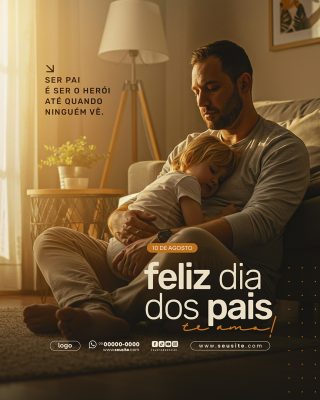 Feliz Dia dos Pais 10 de Agosto Social Media PSD Editável