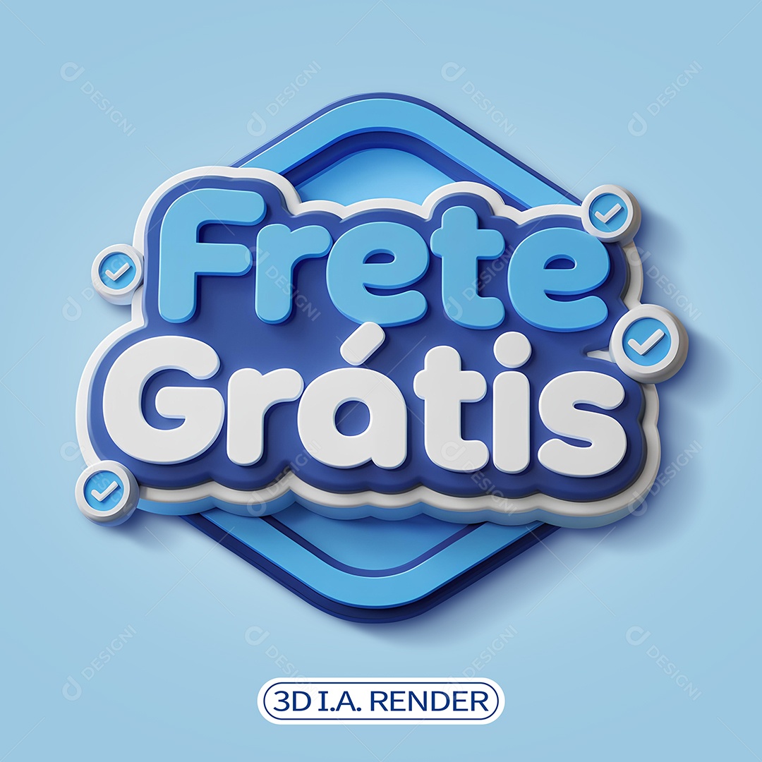 Selo 3D Frete Grátis para Composição PSD