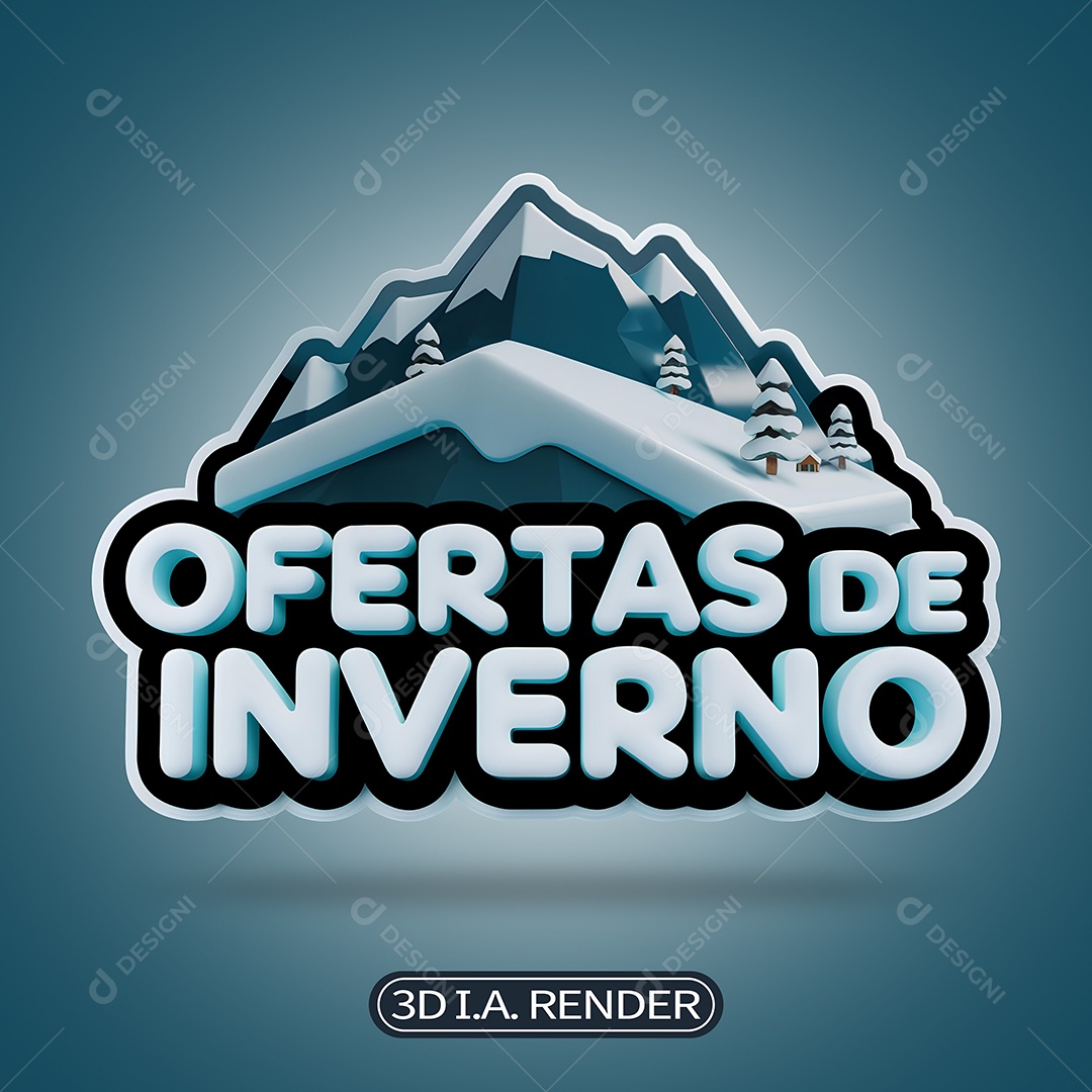Selo 3D Ofertas de Inverno para Composição PSD
