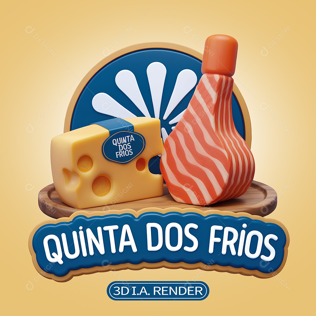 Selo 3D Quinta dos Frios para Composição PSD