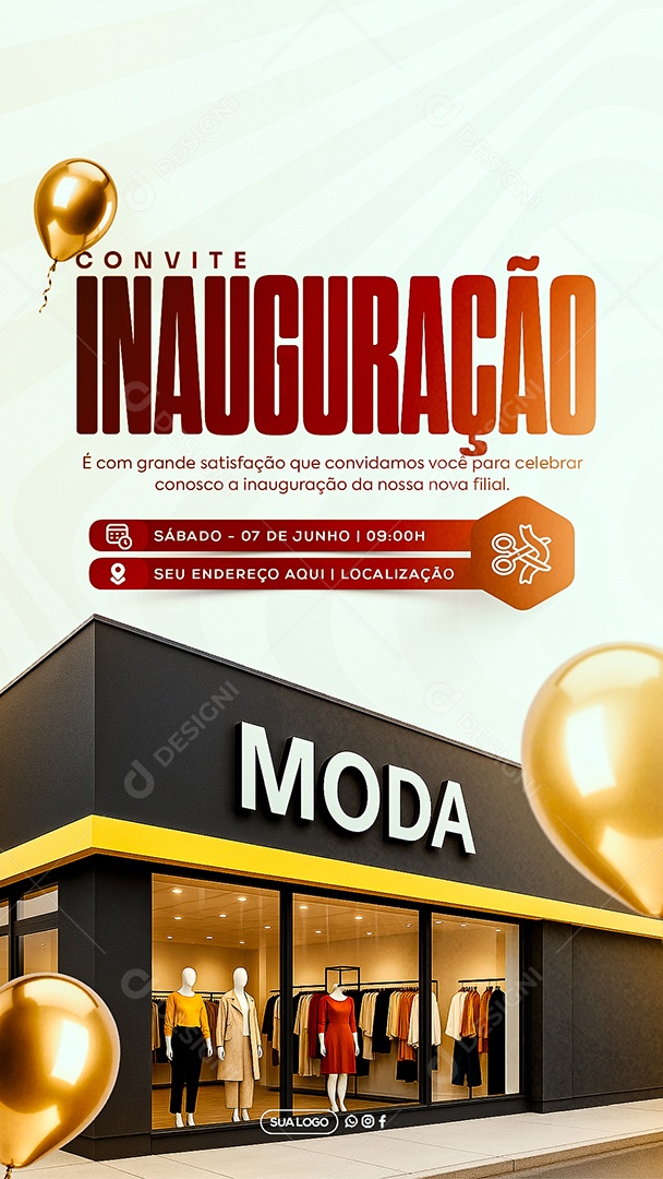 Story Convite de Inauguração Social Media PSD Editável