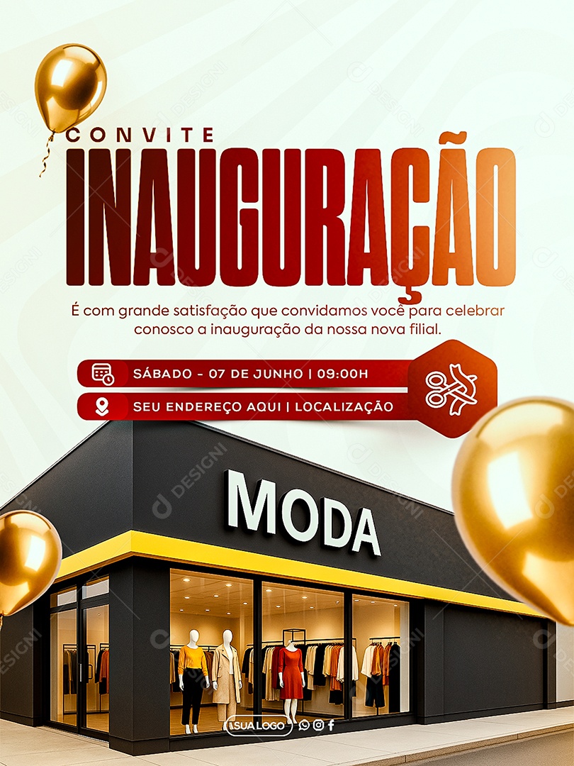 Convite de Inauguração Social Media PSD Editável
