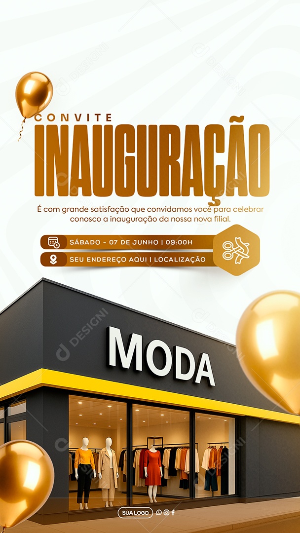 Story Convite de Inauguração Social Media PSD Editável