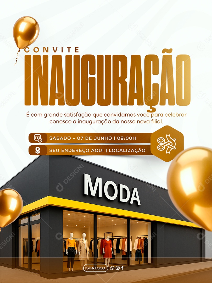 Convite de Inauguração Social Media PSD Editável