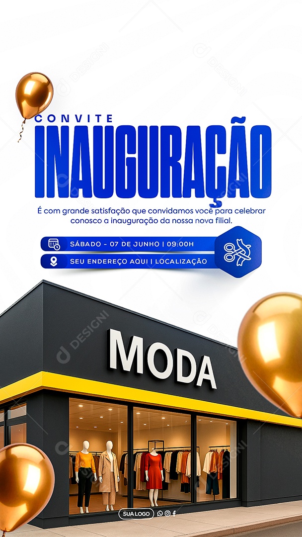 Story Convite de Inauguração Social Media PSD Editável