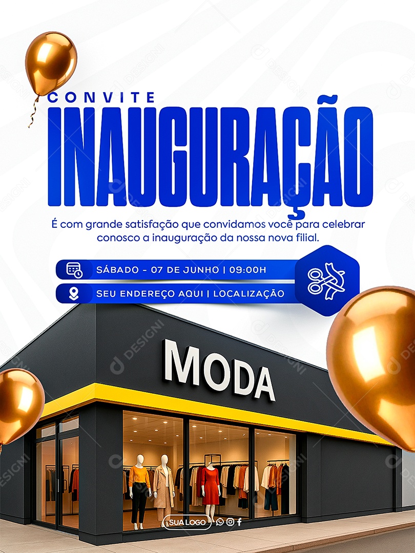Convite de Inauguração Social Media PSD Editável