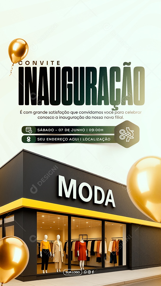 Story Convite de Inauguração Social Media PSD Editável