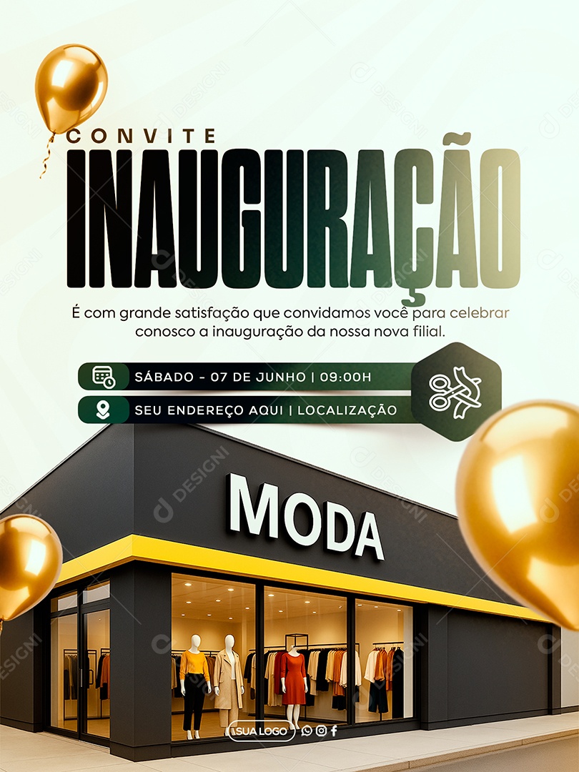 Convite de Inauguração Social Media PSD Editável