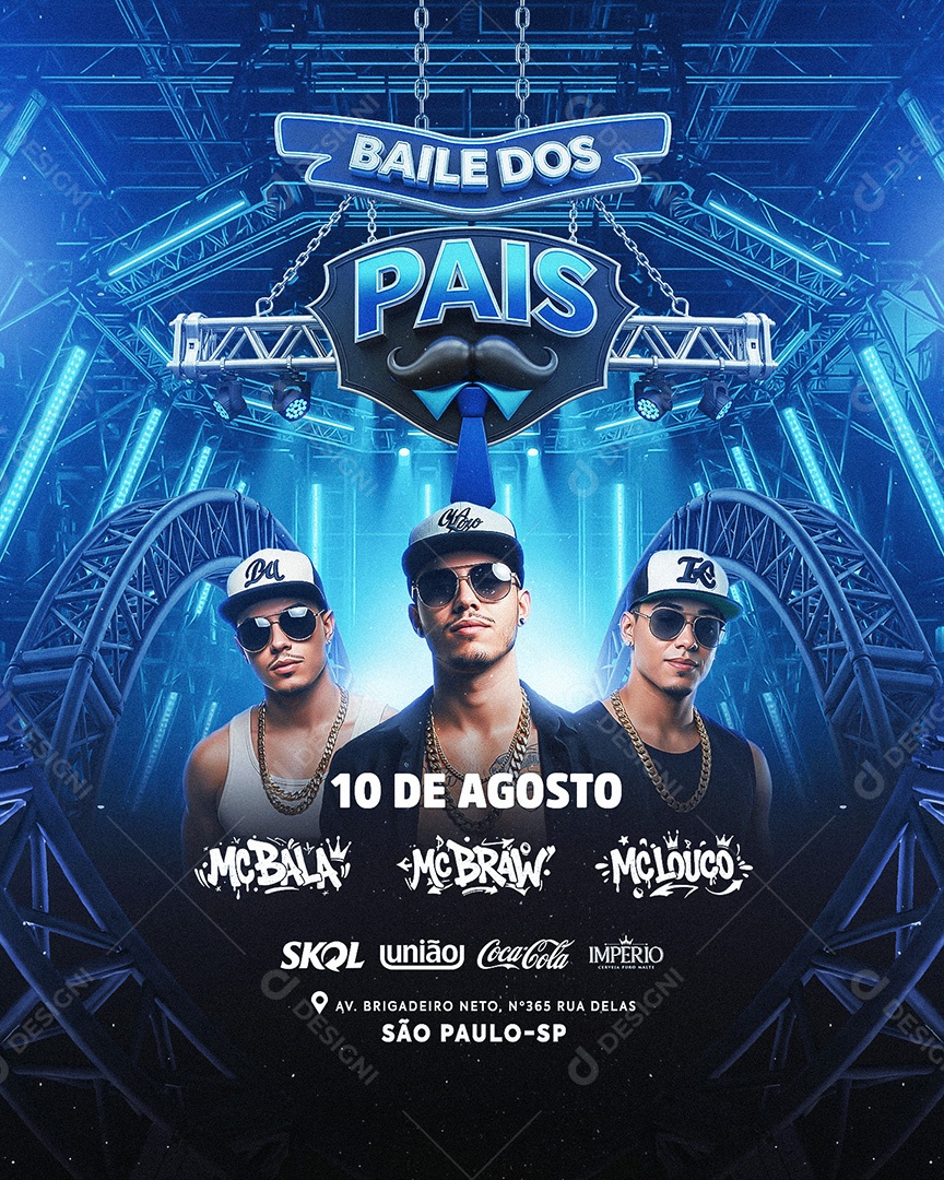 Flyer Baile Dos Pais Social Media Feed PSD Editável