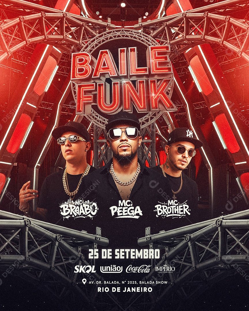 Flyer Baile Funk Feed Social Media PSD Editável