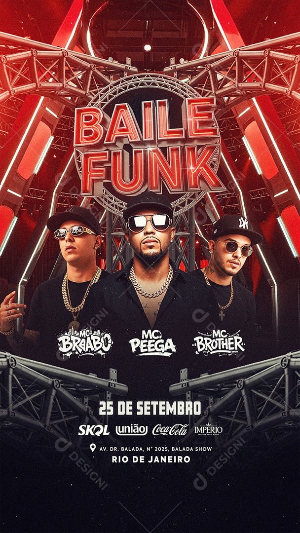 Flyer Baile Funk Story Social Media PSD Editável