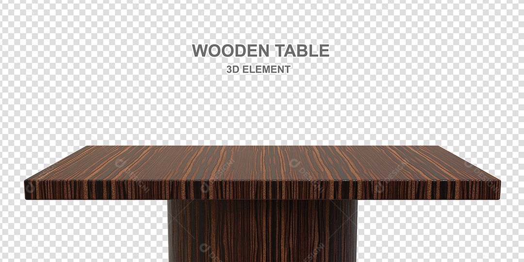 Elemento 3D Mesa de Madeira Quadrada Para Composição PSD
