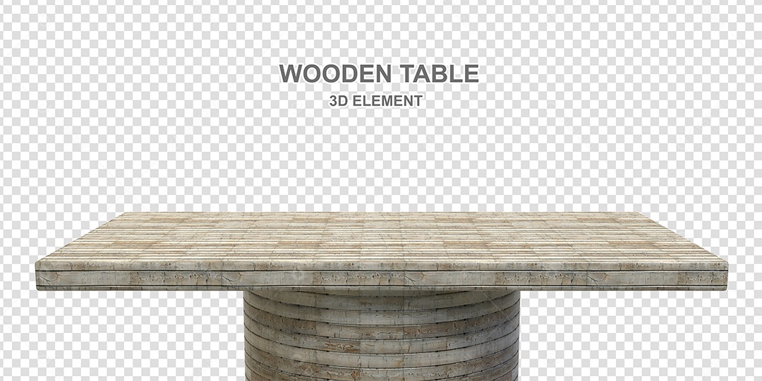 Elemento 3D Mesa de Madeira Quadrada Para Composição PSD