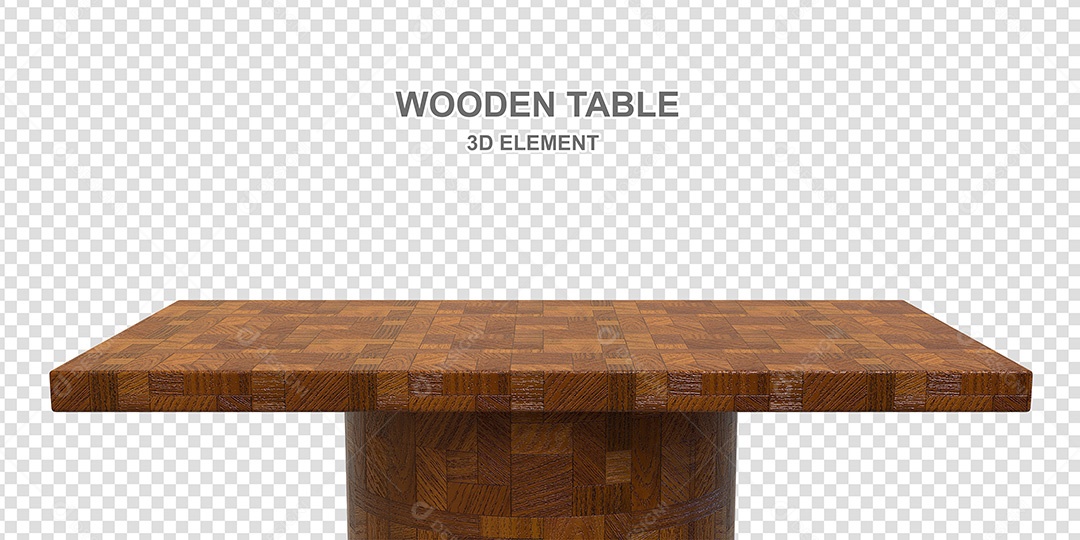Elemento 3D Mesa de Madeira Quadrada Para Composição PSD