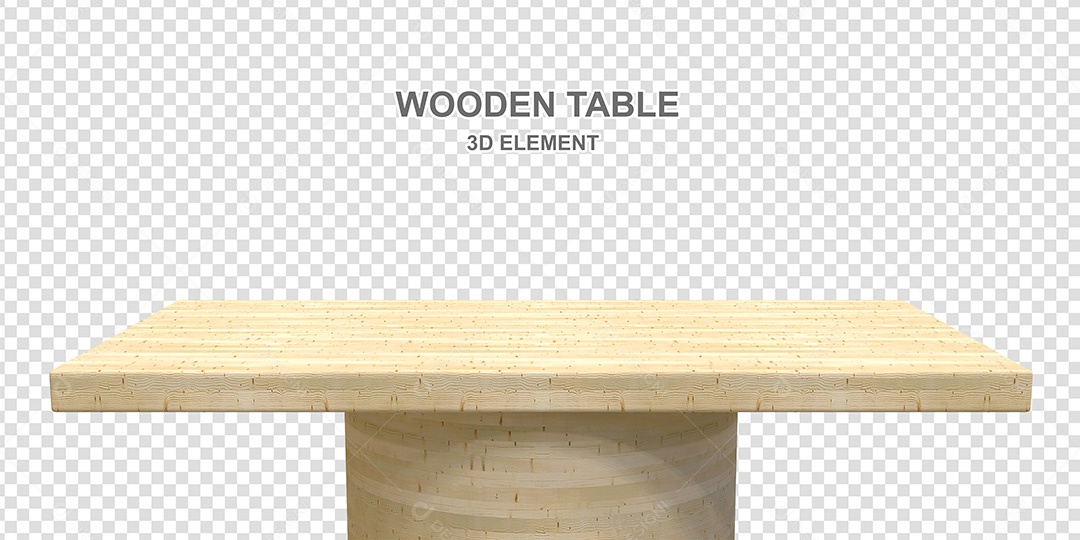 Elemento 3D Mesa de Madeira Quadrada Para Composição PSD