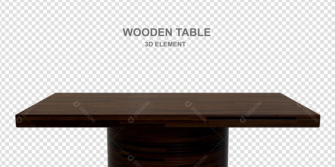 Elemento 3D Mesa de Madeira Quadrada Para Composição PSD