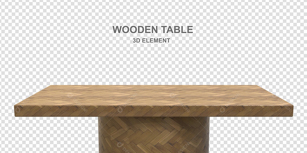 Elemento 3D Mesa de Madeira Quadrada Para Composição PSD