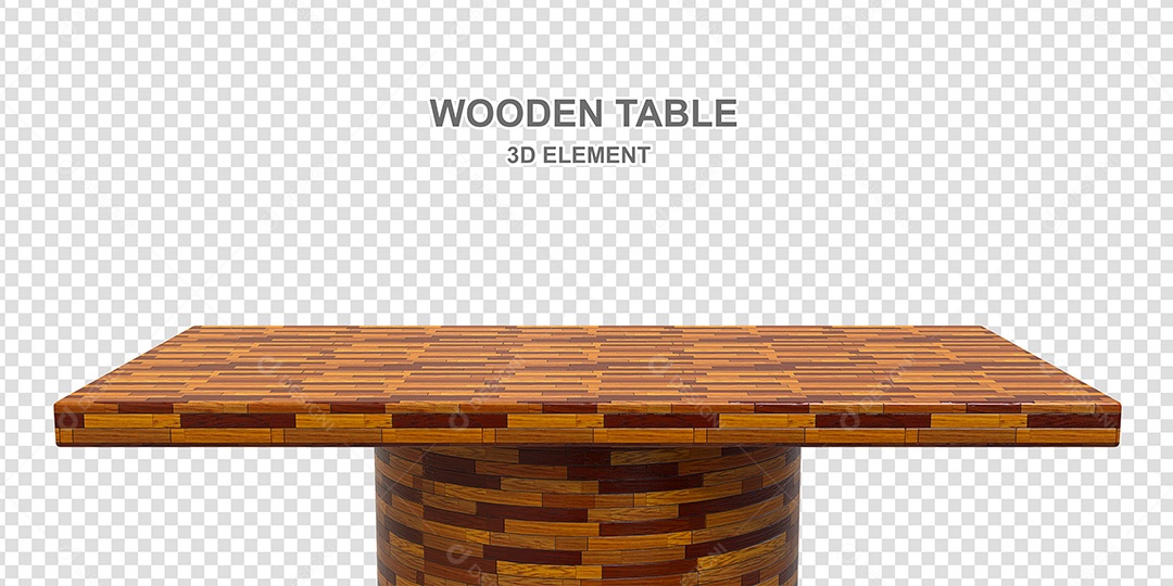 Elemento 3D Mesa de Madeira Quadrada Para Composição PSD