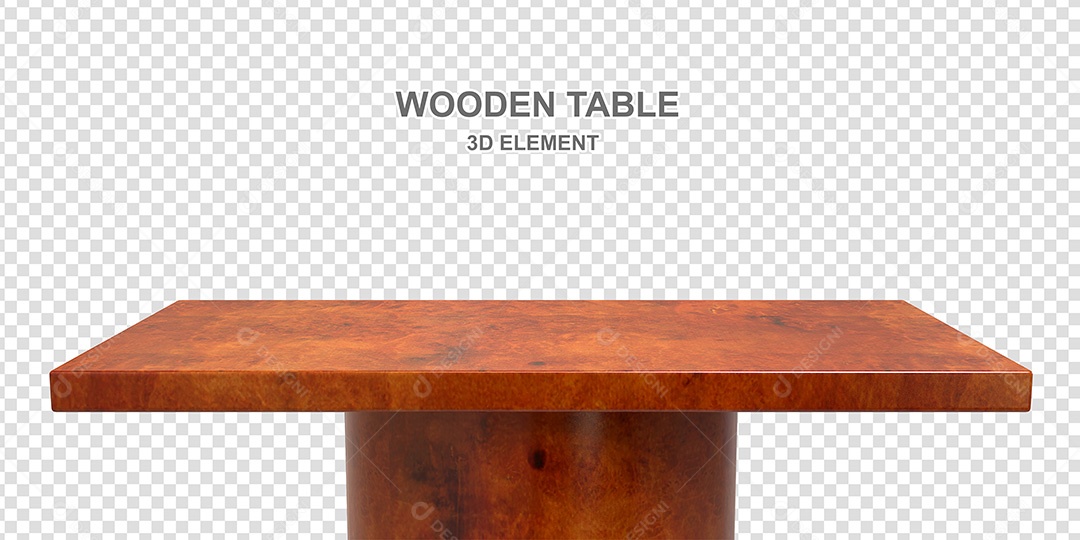 Elemento 3D Mesa de Madeira Quadrada Para Composição PSD