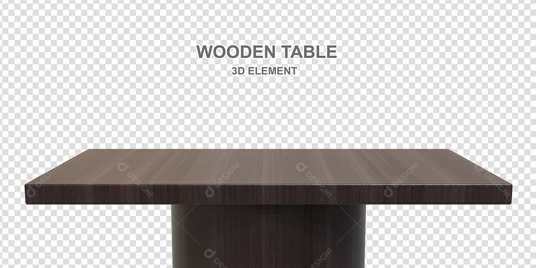 Elemento 3D Mesa de Madeira Quadrada Para Composição PSD