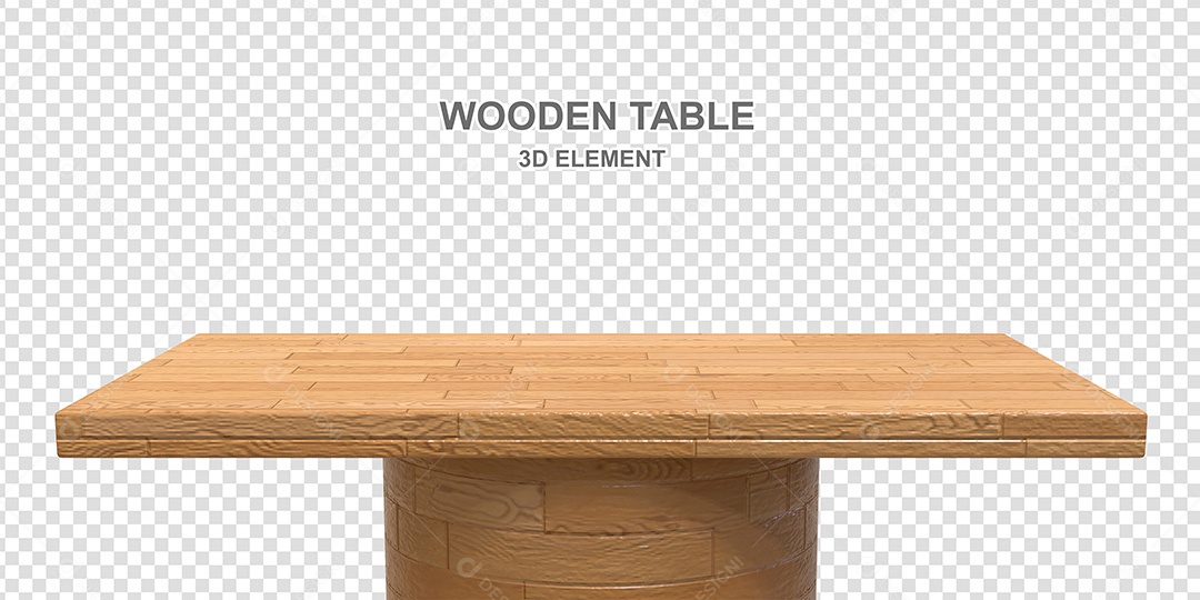 Elemento 3D Mesa de Madeira Quadrada Para Composição PSD