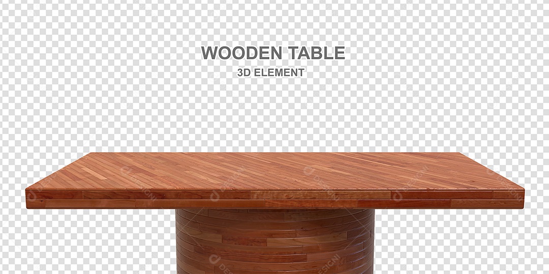 Elemento 3D Mesa de Madeira Quadrada Para Composição PSD