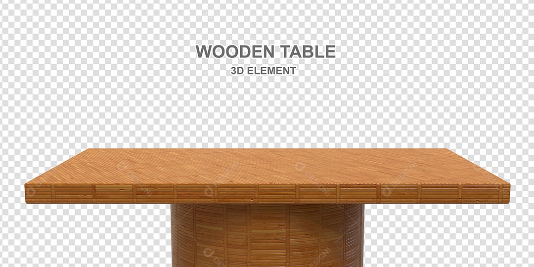 Elemento 3D Mesa de Madeira Quadrada Para Composição PSD