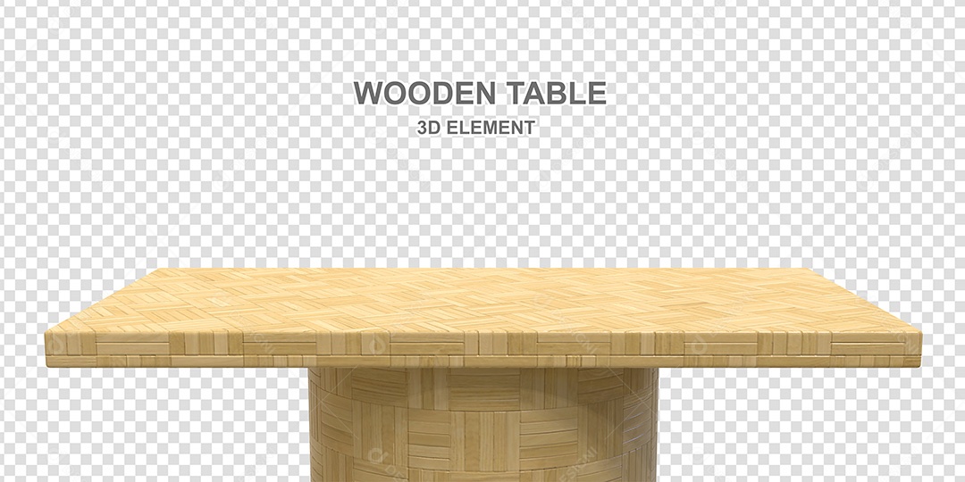 Elemento 3D Mesa de Madeira Quadrada Para Composição PSD
