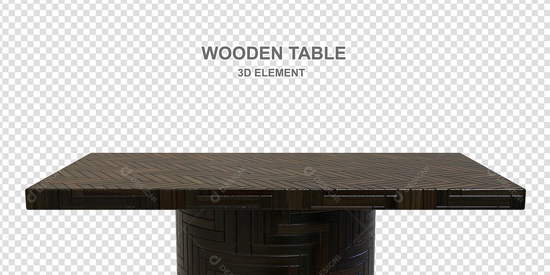 Elemento 3D Mesa de Madeira Quadrada Para Composição PSD