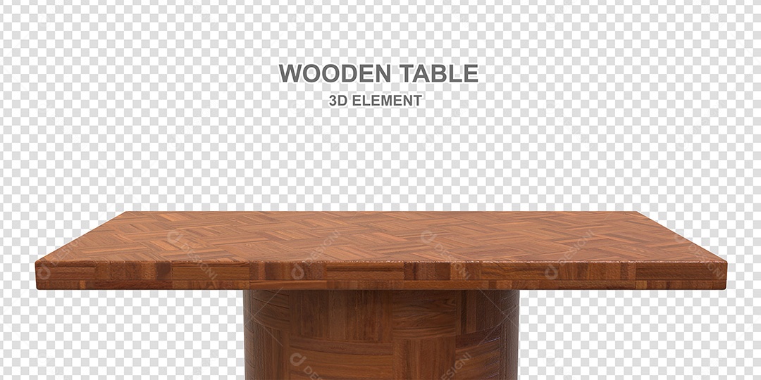 Elemento 3D Mesa de Madeira Quadrada Para Composição PSD