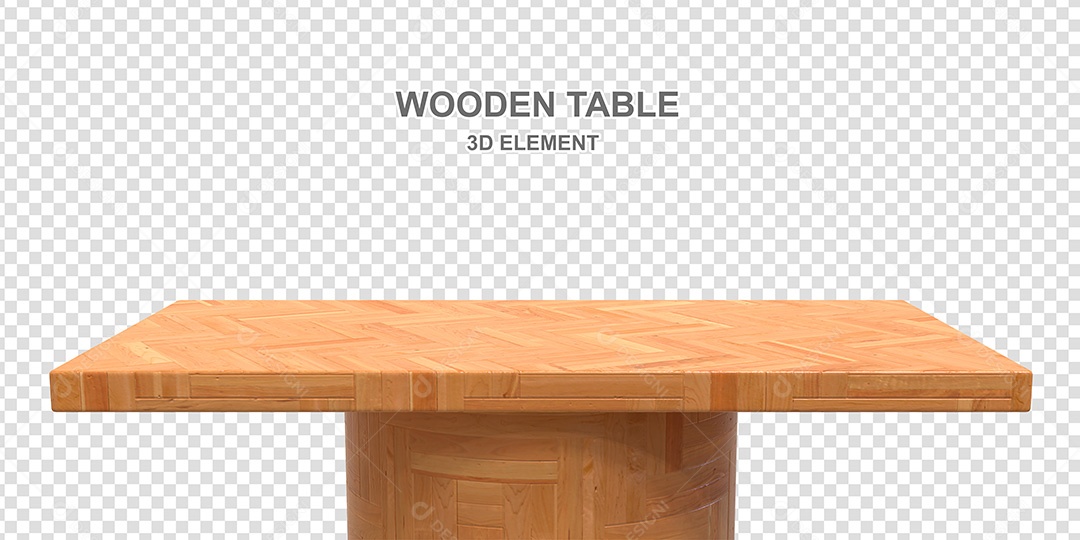 Elemento 3D Mesa de Madeira Quadrada Para Composição PSD