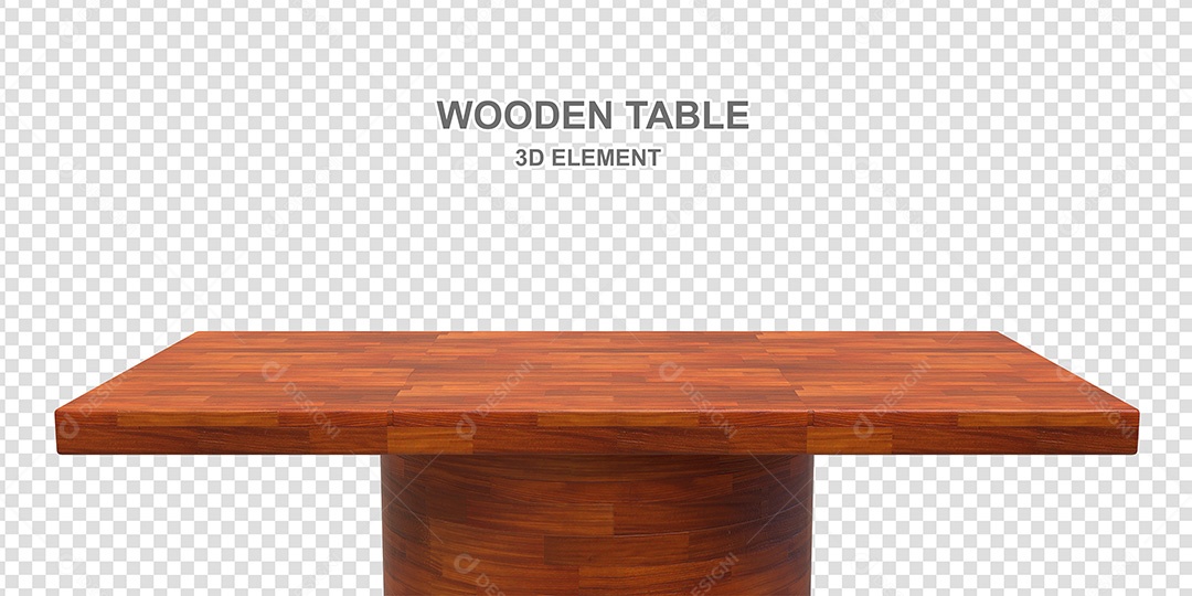 Elemento 3D Mesa de Madeira Quadrada Para Composição PSD