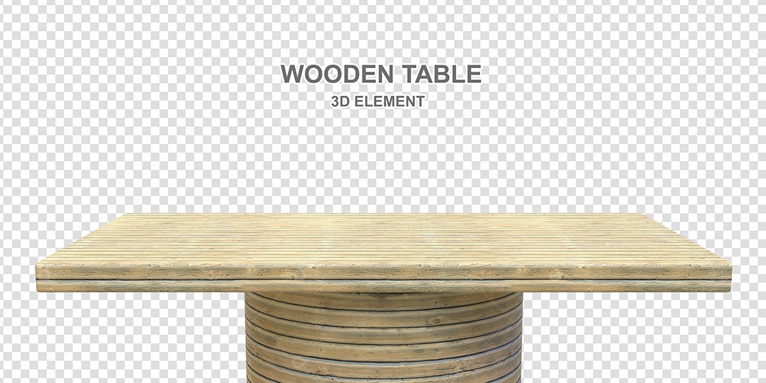 Elemento 3D Mesa de Madeira Quadrada Para Composição PSD