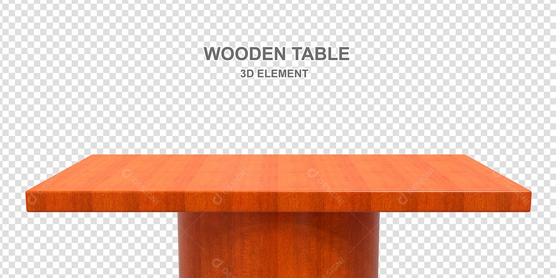 Elemento 3D Mesa de Madeira Quadrada Para Composição PSD