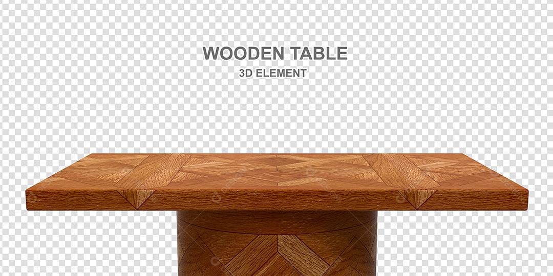 Elemento 3D Mesa de Madeira Quadrada Para Composição PSD