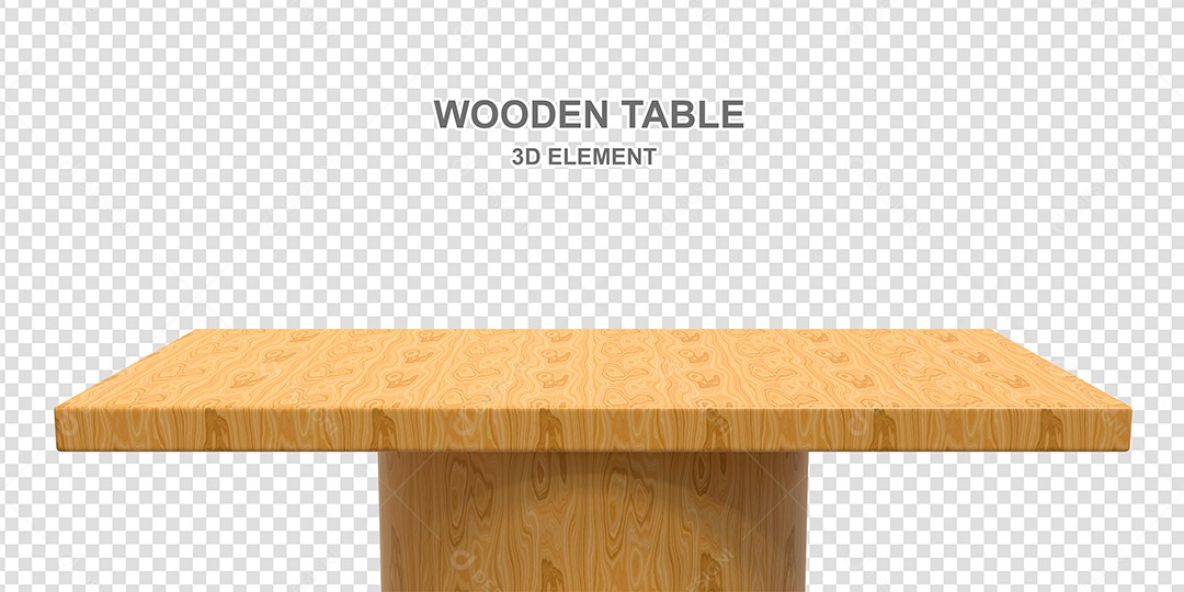 Elemento 3D Mesa de Madeira Quadrada Para Composição PSD