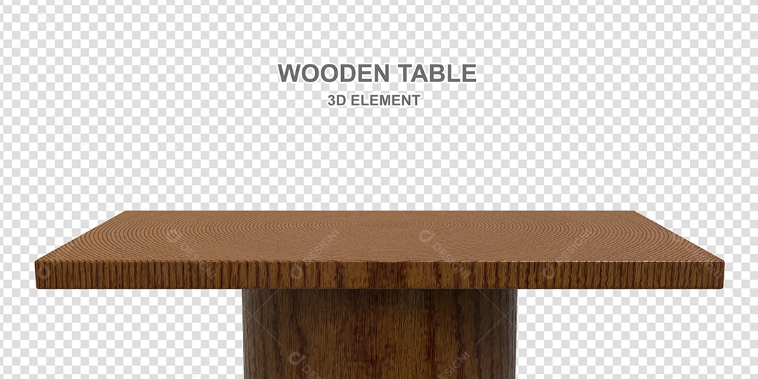 Elemento 3D Mesa de Madeira Quadrada Para Composição PSD