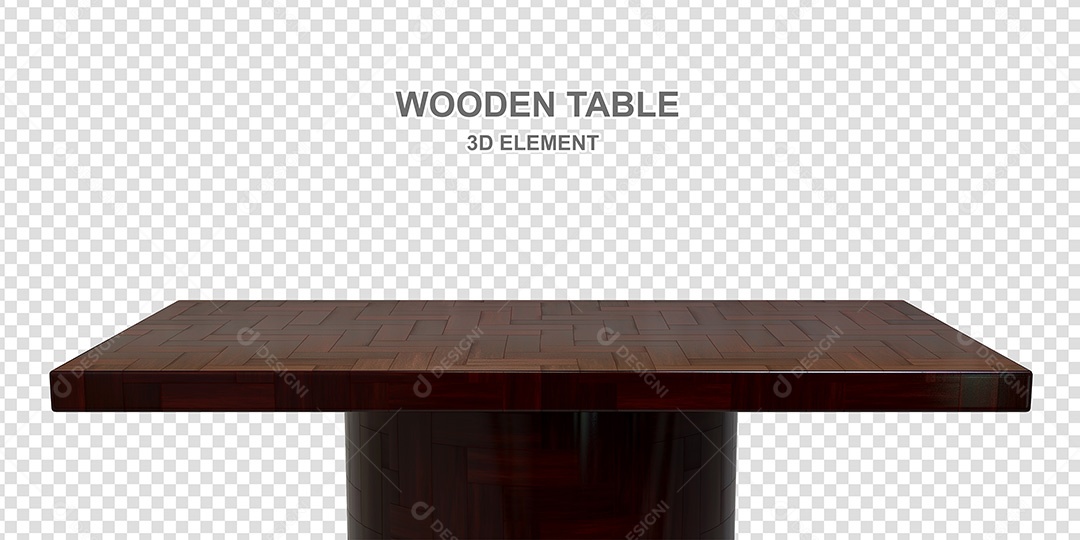Elemento 3D Mesa de Madeira Quadrada Para Composição PSD