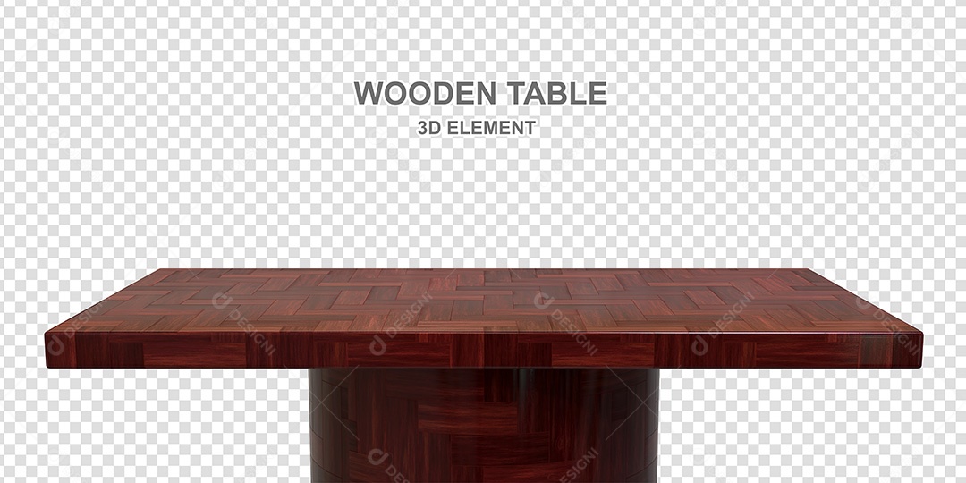 Elemento 3D Mesa de Madeira Quadrada Para Composição PSD
