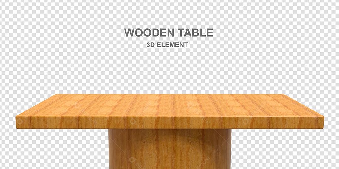 Elemento 3D Mesa de Madeira Quadrada Para Composição PSD