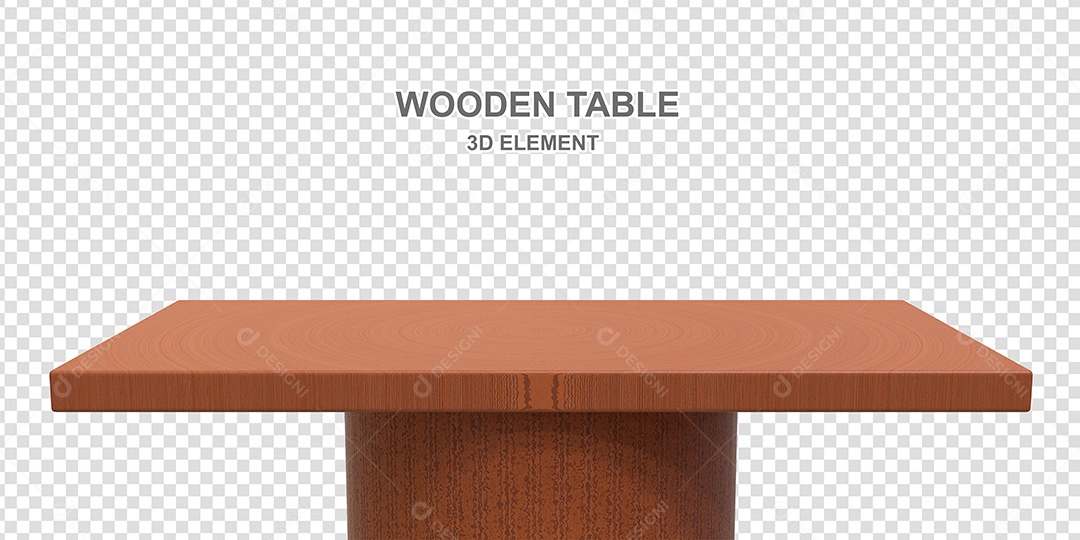 Elemento 3D Mesa de Madeira Quadrada Para Composição PSD