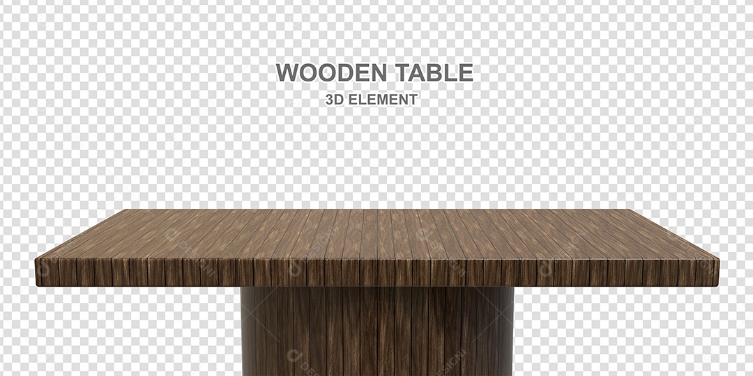 Elemento 3D Mesa de Madeira Quadrada Para Composição PSD