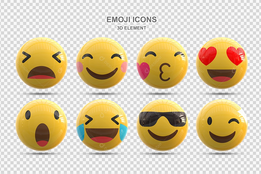 Elemento 3D Conjunto de Emojis Para Composição PSD