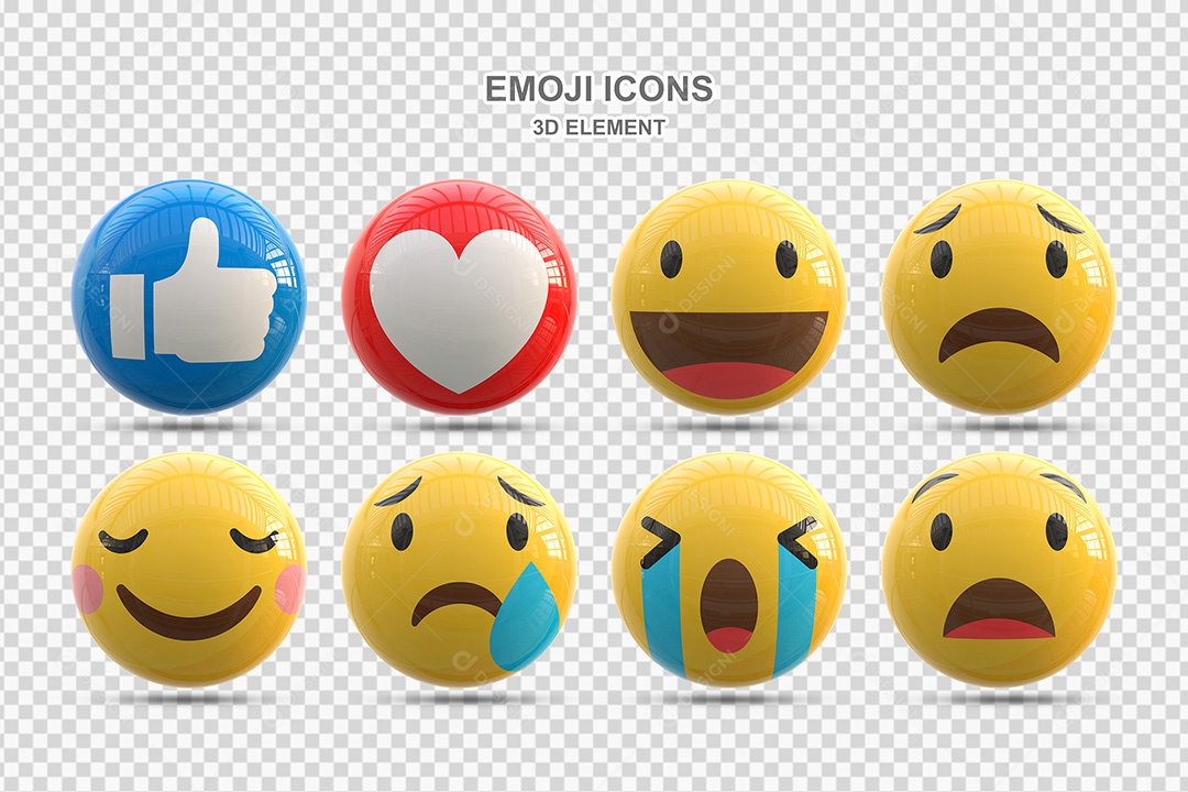 Elemento 3D Conjunto de Emojis Para Composição PSD