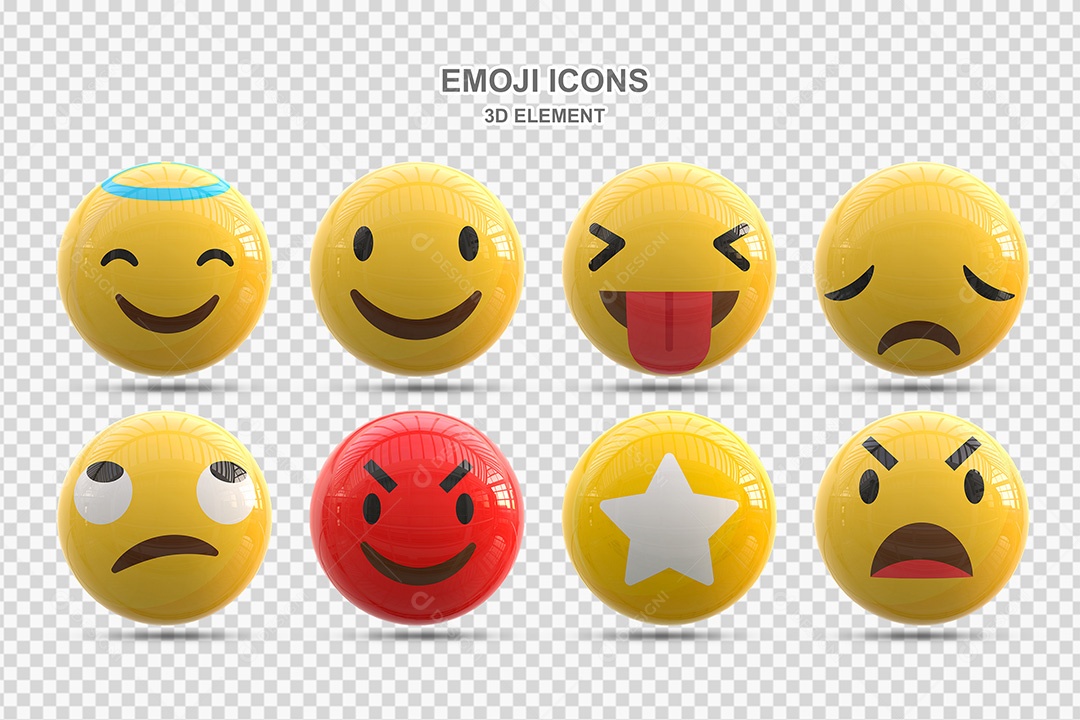 Elemento 3D Conjunto de Emojis Para Composição PSD