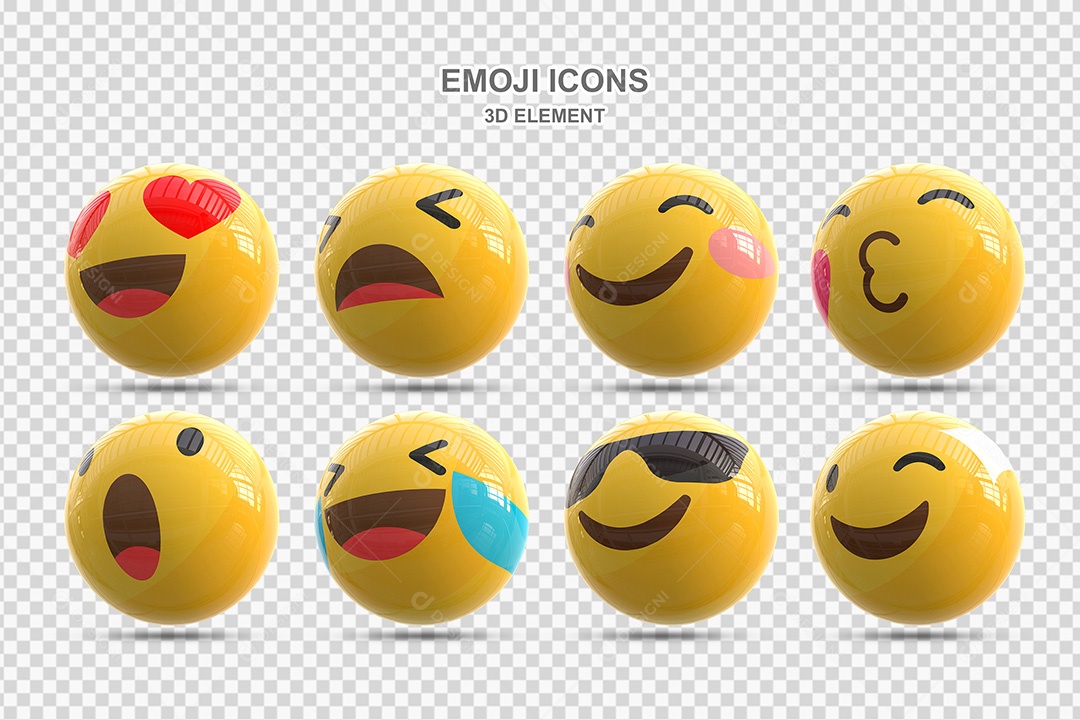 Elemento 3D Conjunto de Emojis Para Composição PSD