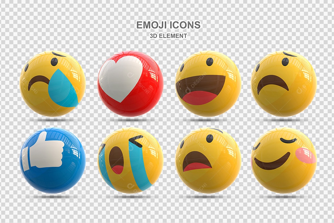 Elemento 3D Conjunto de Emojis Para Composição PSD