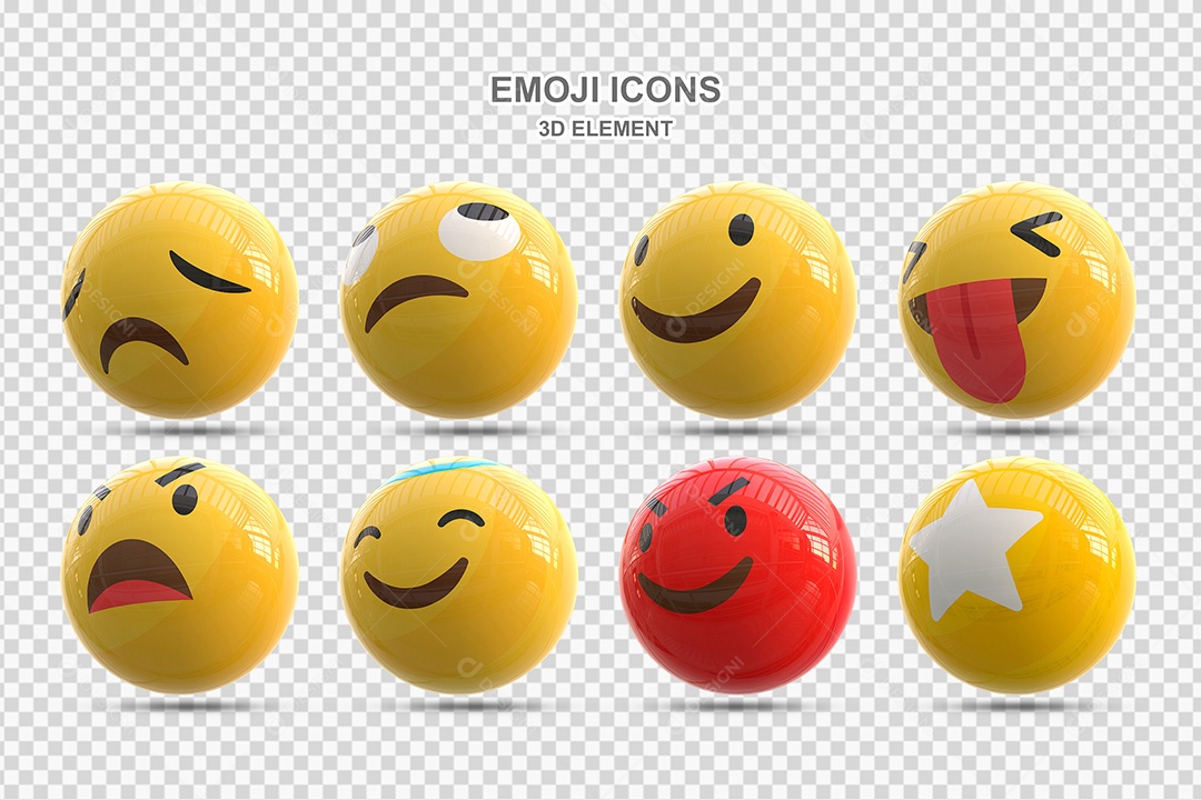 Elemento 3D Conjunto de Emojis Para Composição PSD