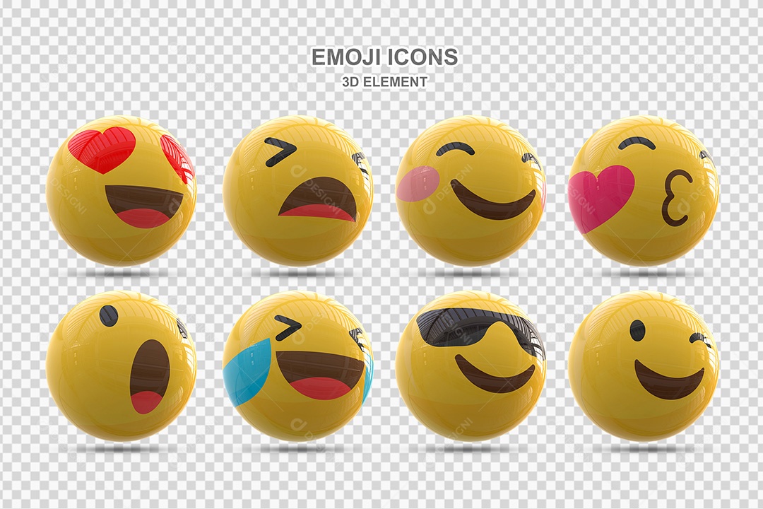 Elemento 3D Conjunto de Emojis Para Composição PSD