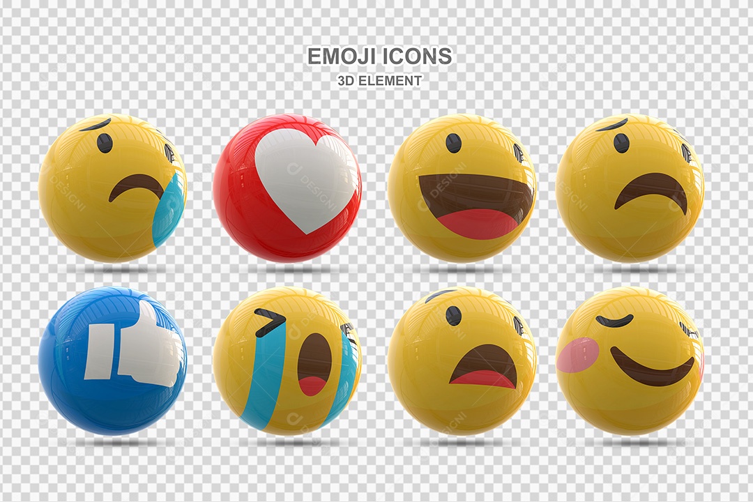 Elemento 3D Conjunto de Emojis Para Composição PSD